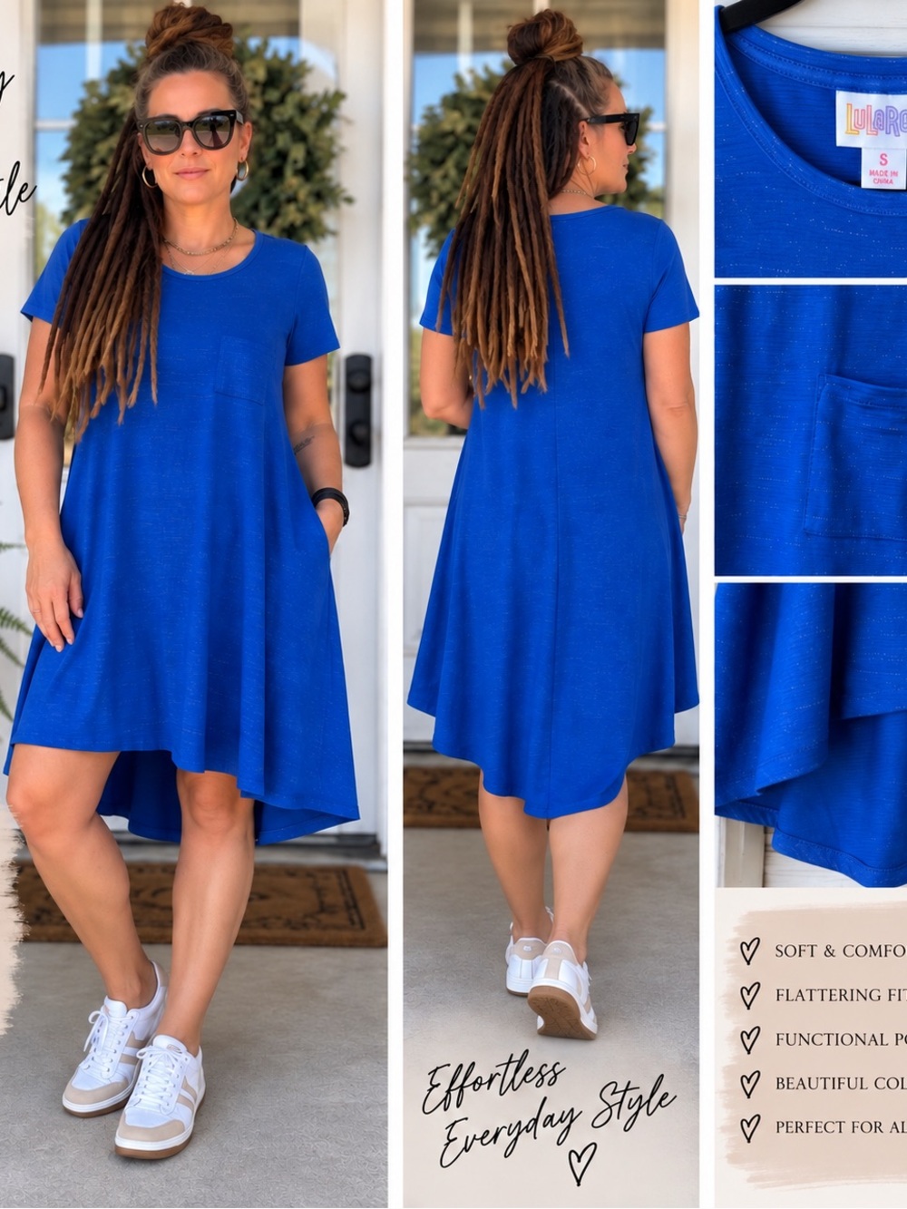 LuLaRoe Cobalt Blue High-Low Pocket Swing Dress